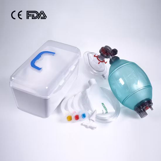 酸素チューブ付き PVC アンビューバッグ PVC 手動蘇生器キットセット工場 CE、FDA 成人用サイズ
